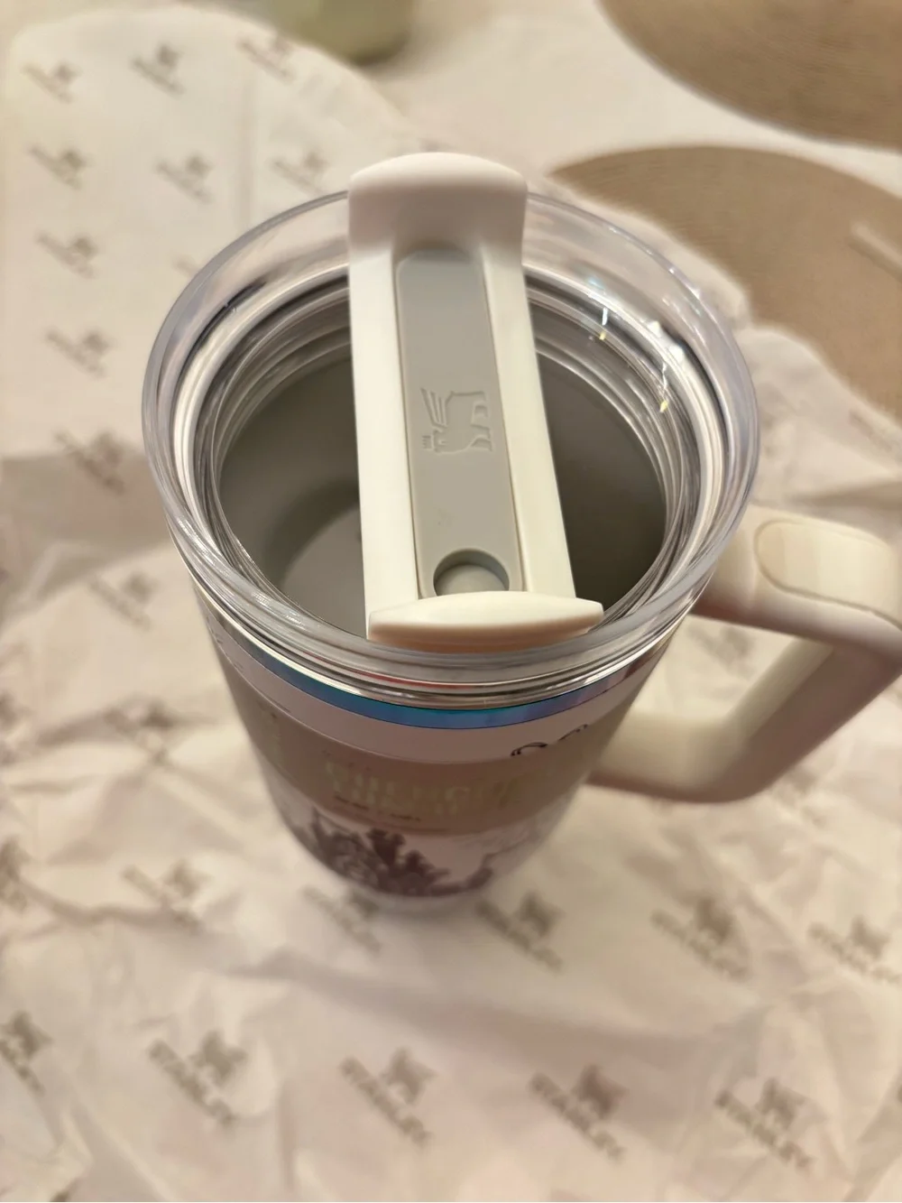 Stanley White Quencher Tumbler with Navy Castle & Character Artwork